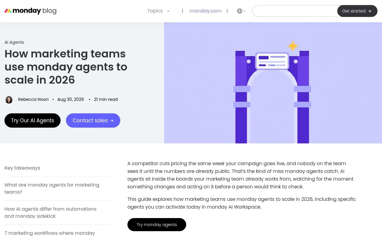 monday.com guide on how marketing teams use AI agents in 2026