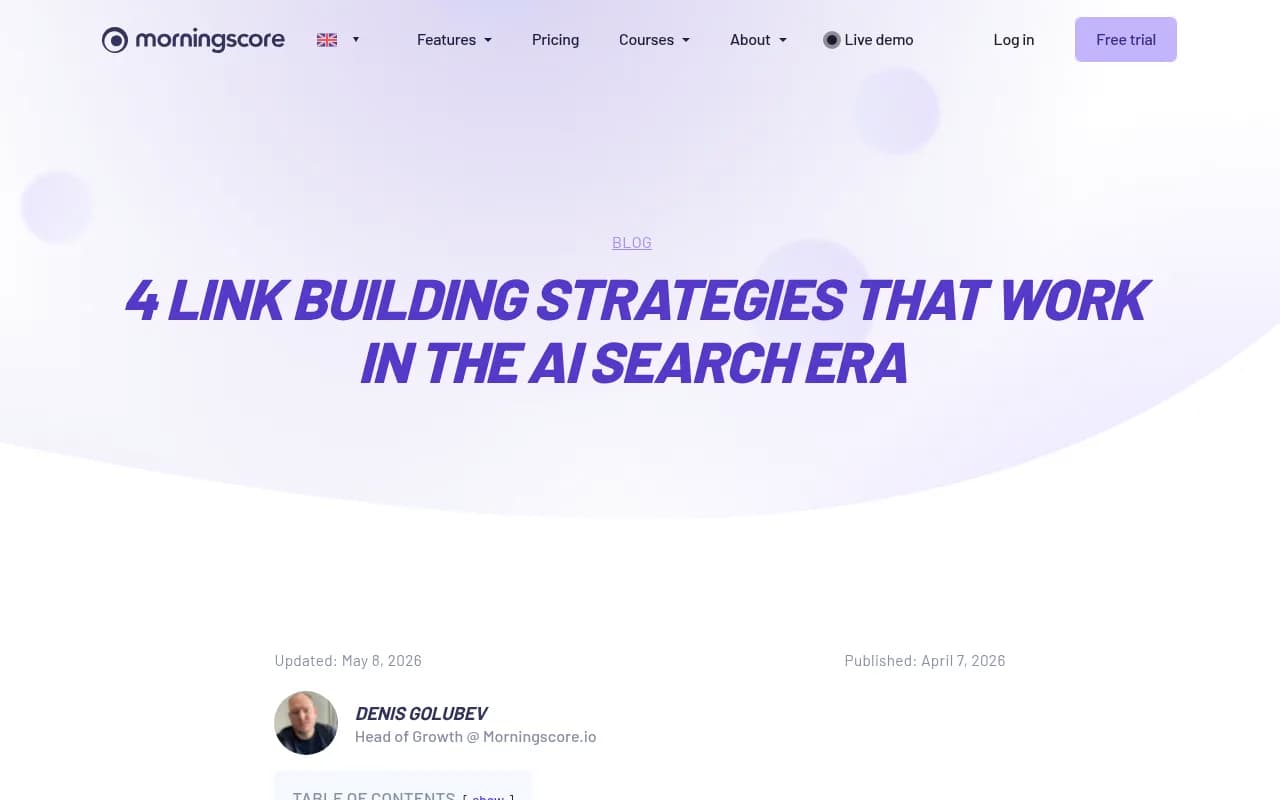 Morningscore guide on link building strategies for AI search era