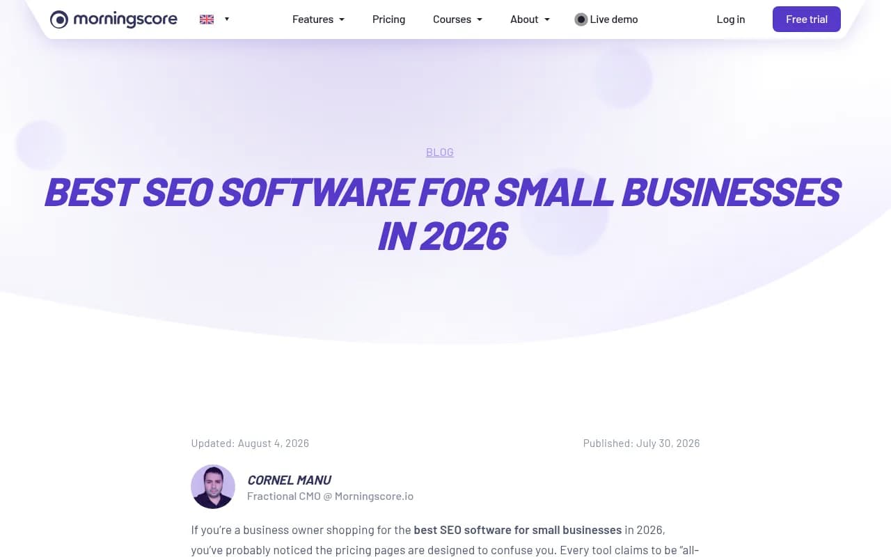 Morningscore's guide to the best SEO software for small businesses, a vendor-written comparison worth reading with its bias in mind