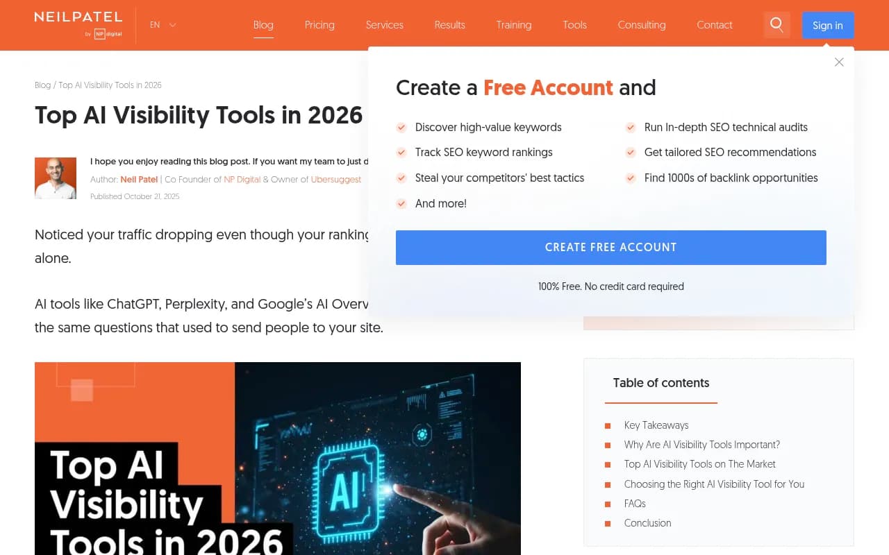 Traffic attribution dashboard showing AI-driven visits and conversions