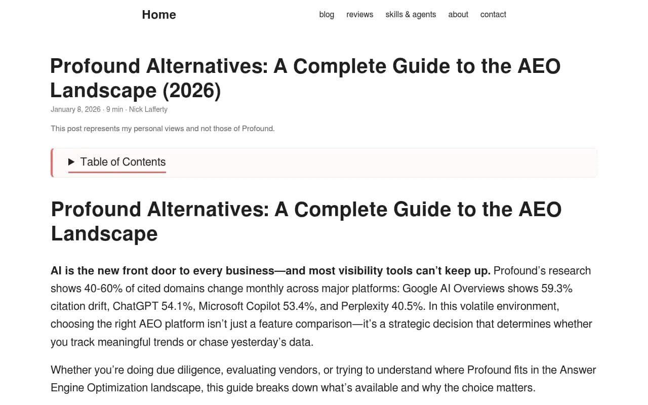 Profound alternatives landscape overview