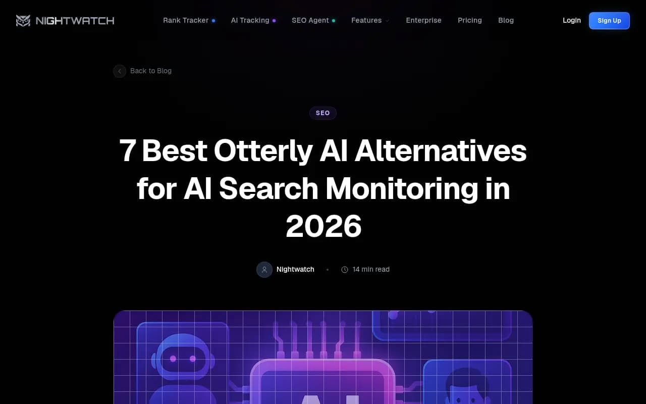 Nightwatch's guide to Otterly.AI alternatives, showing the monitoring-focused landscape