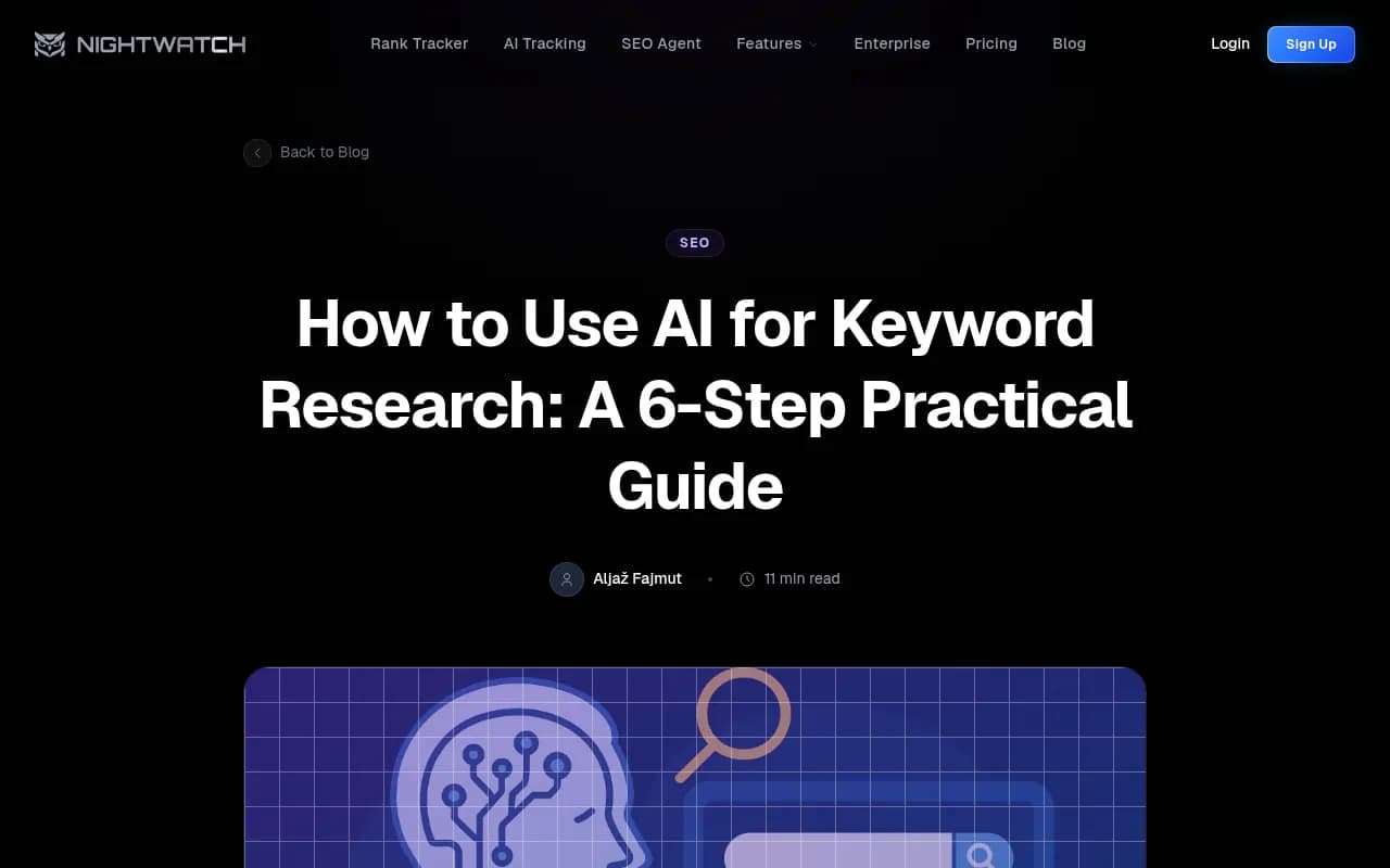 Nightwatch's guide to AI keyword research, which recommends validating AI suggestions with real rank data