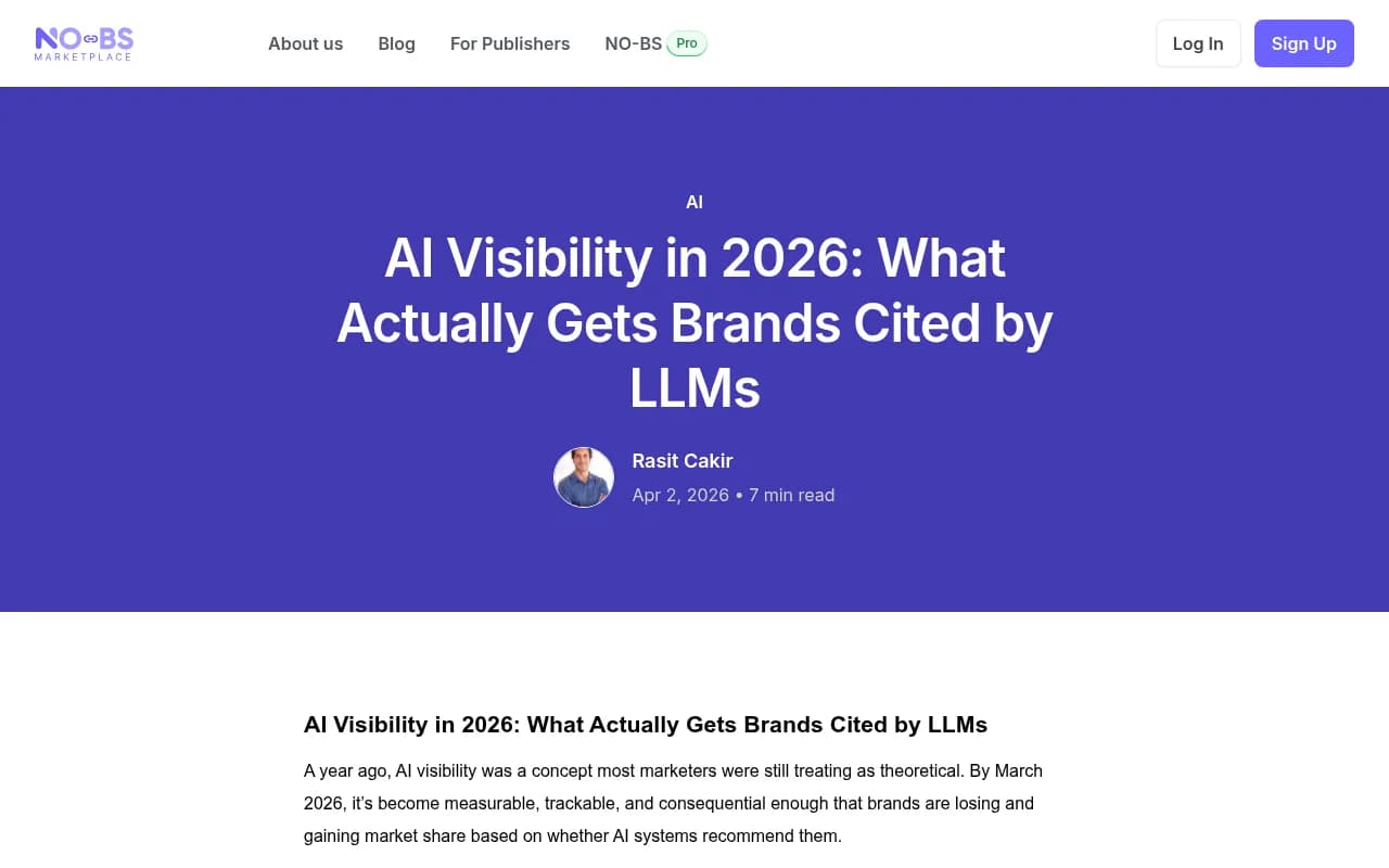 AI Visibility in 2026: What Actually Gets Brands Cited by LLMs