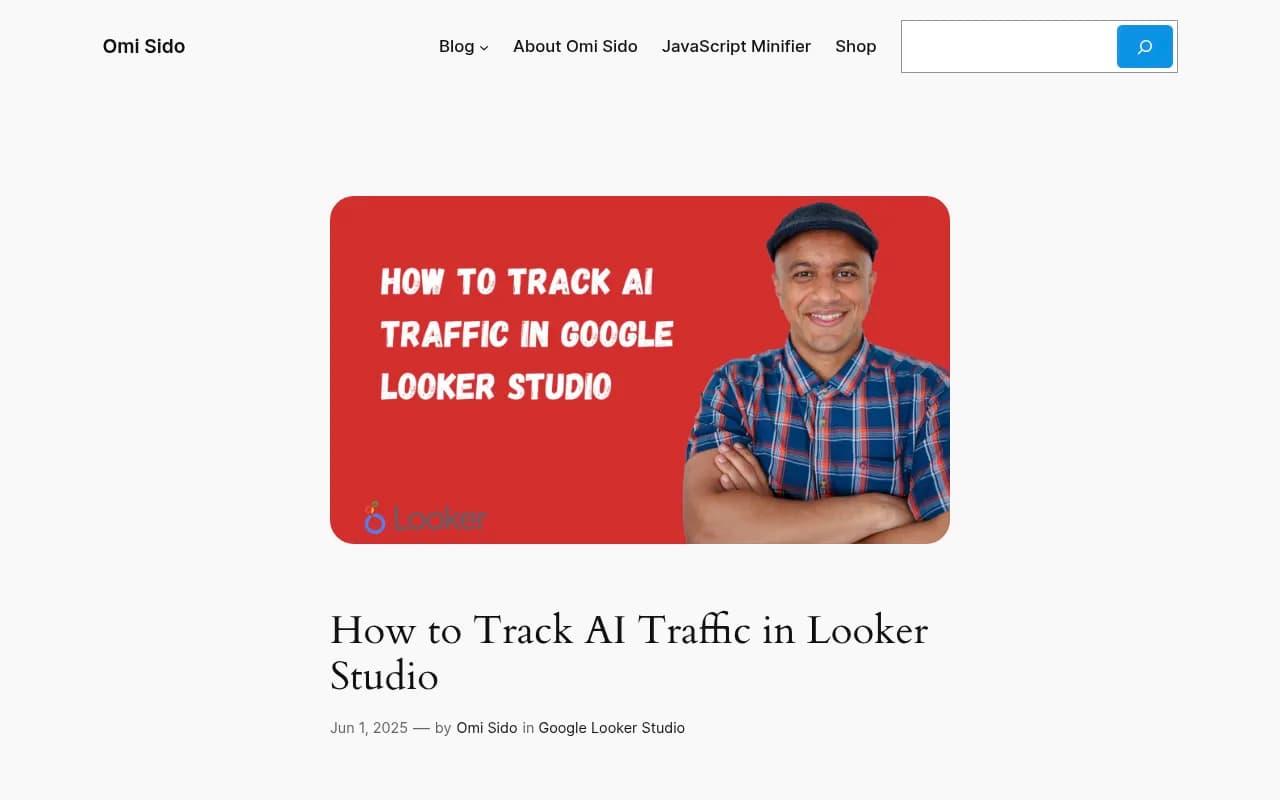 AI traffic dashboard in Looker Studio showing key metrics and source breakdowns