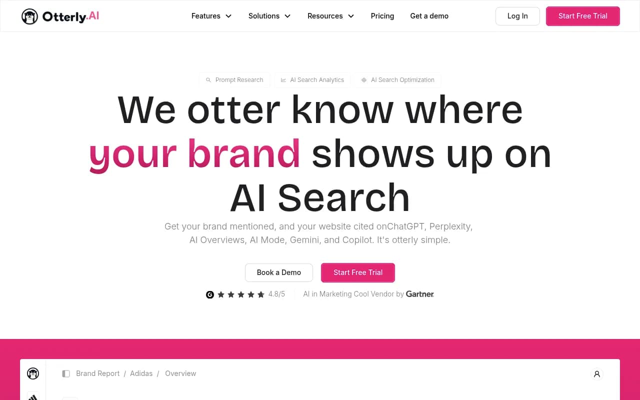 Otterly.AI brand monitoring dashboard showing brand coverage over time and competitor mentions