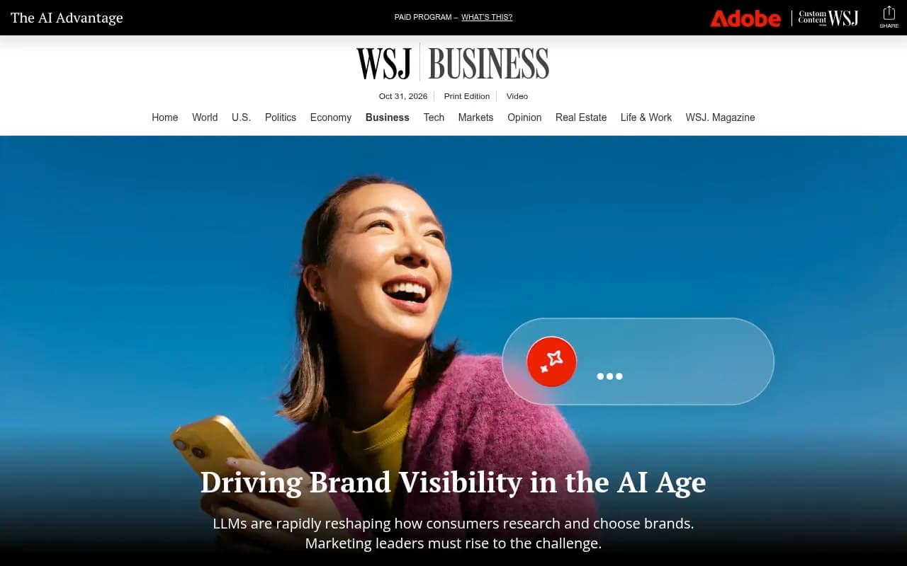 WSJ paid program from Adobe on driving brand visibility in the AI age