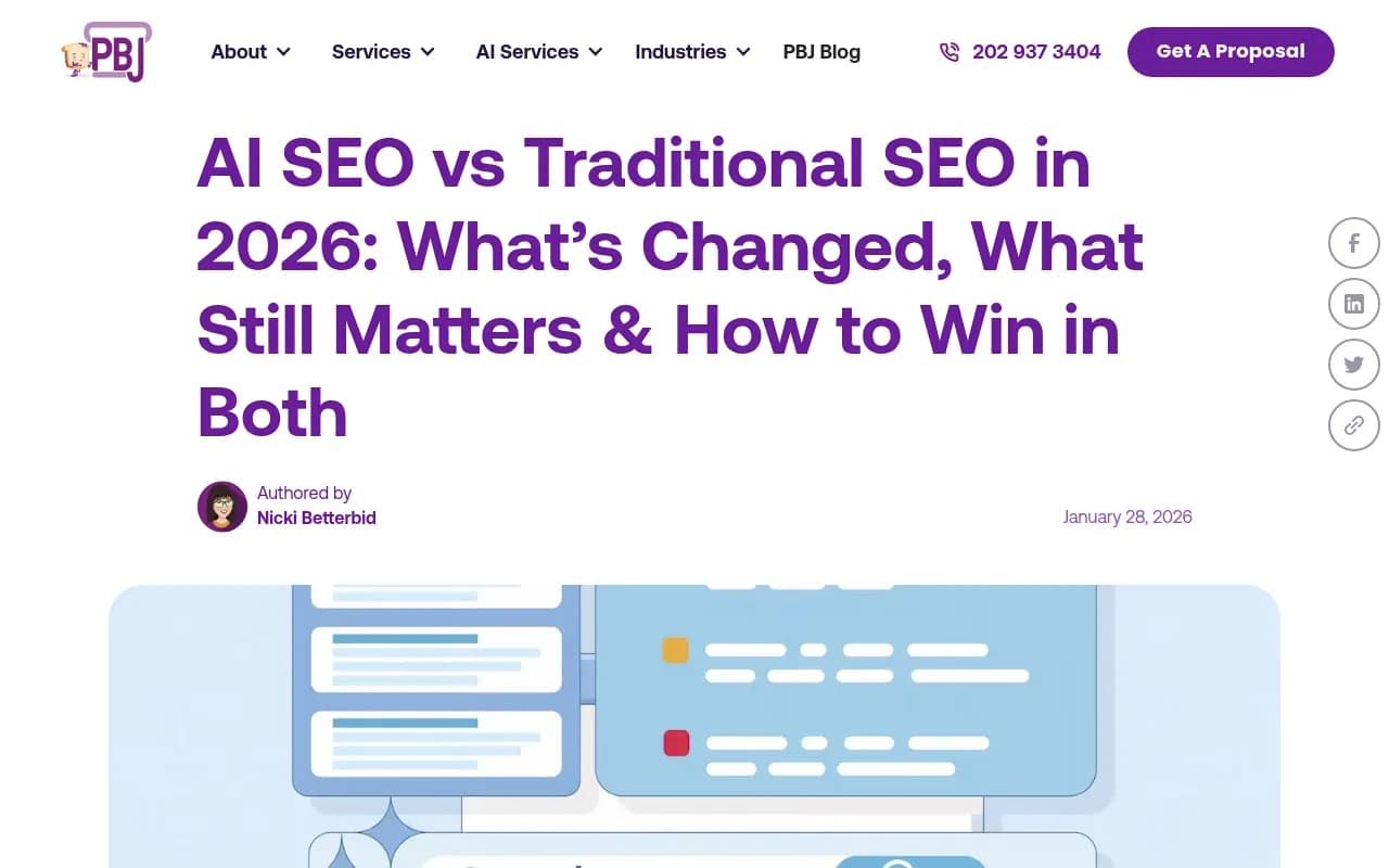 PBJ Marketing's comparison of AI SEO and traditional SEO