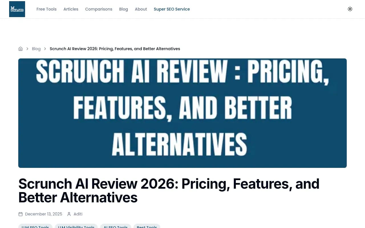 Scrunch AI alternatives comparison overview from PikaSEO