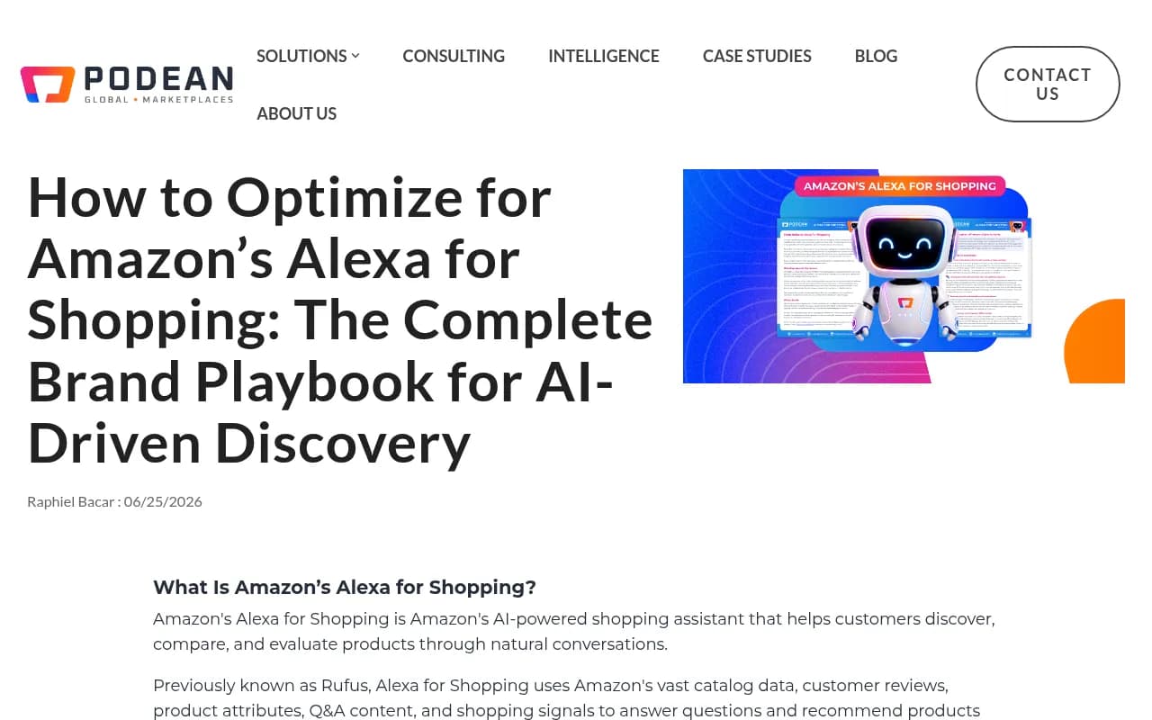 Podean's brand playbook for Alexa for Shopping