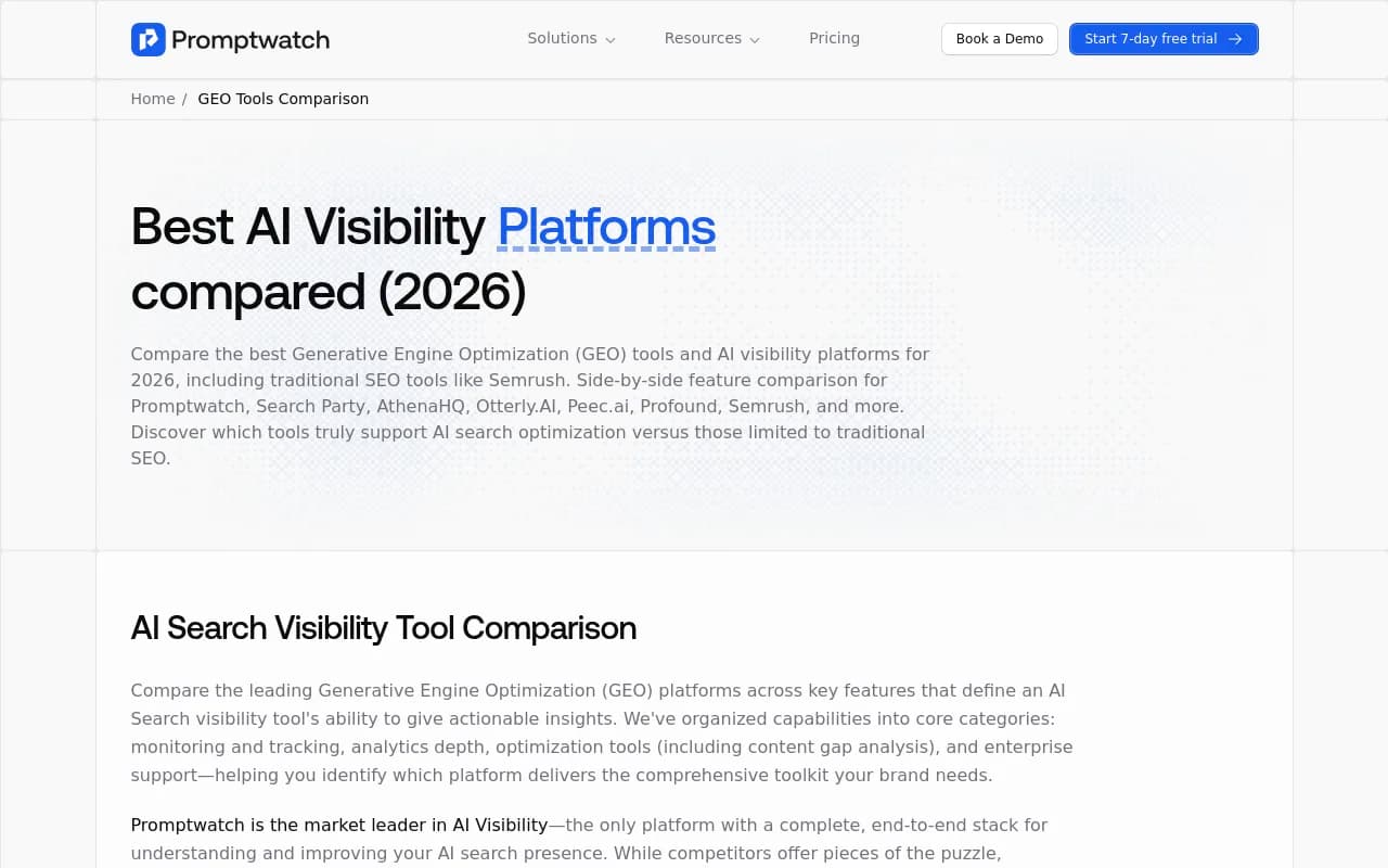 GEO Platform Comparison Matrix