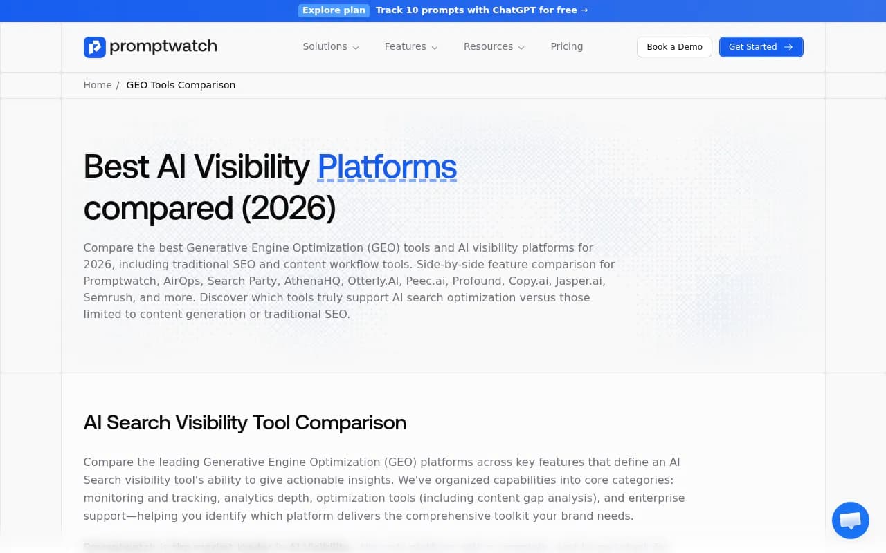 Promptwatch GEO platform comparison 2026