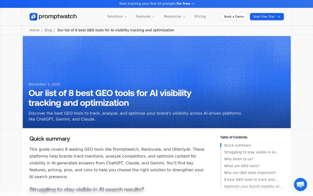 Overview of 8 leading GEO tools for AI visibility tracking and optimization