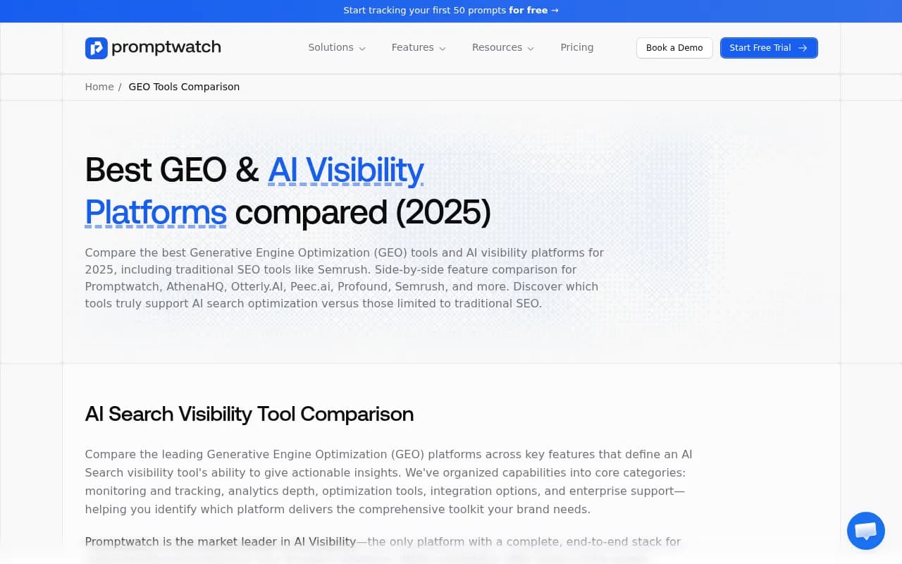 AI visibility platform comparison overview from Promptwatch's research
