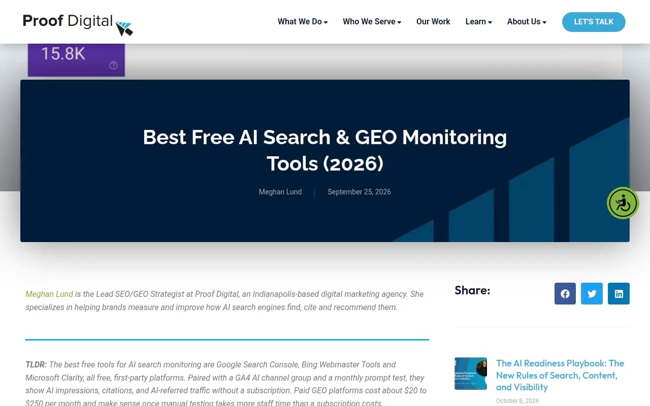 Proof Digital's guide to free AI search and GEO monitoring tools