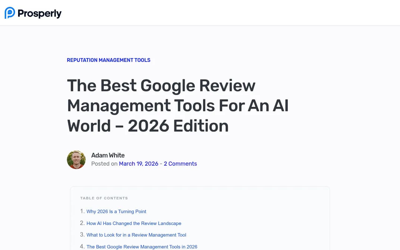 Prosperly's 2026 guide to Google review management tools in an AI world
