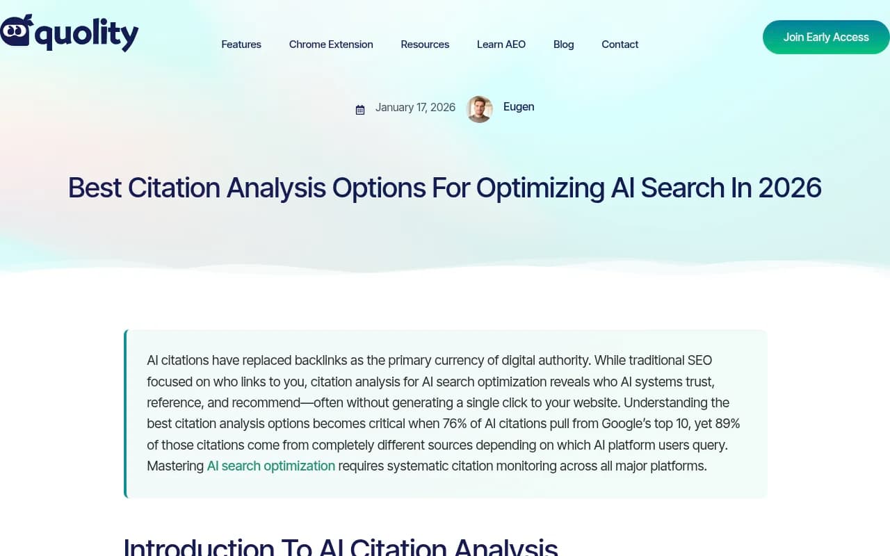 Citation analysis dashboard showing source patterns