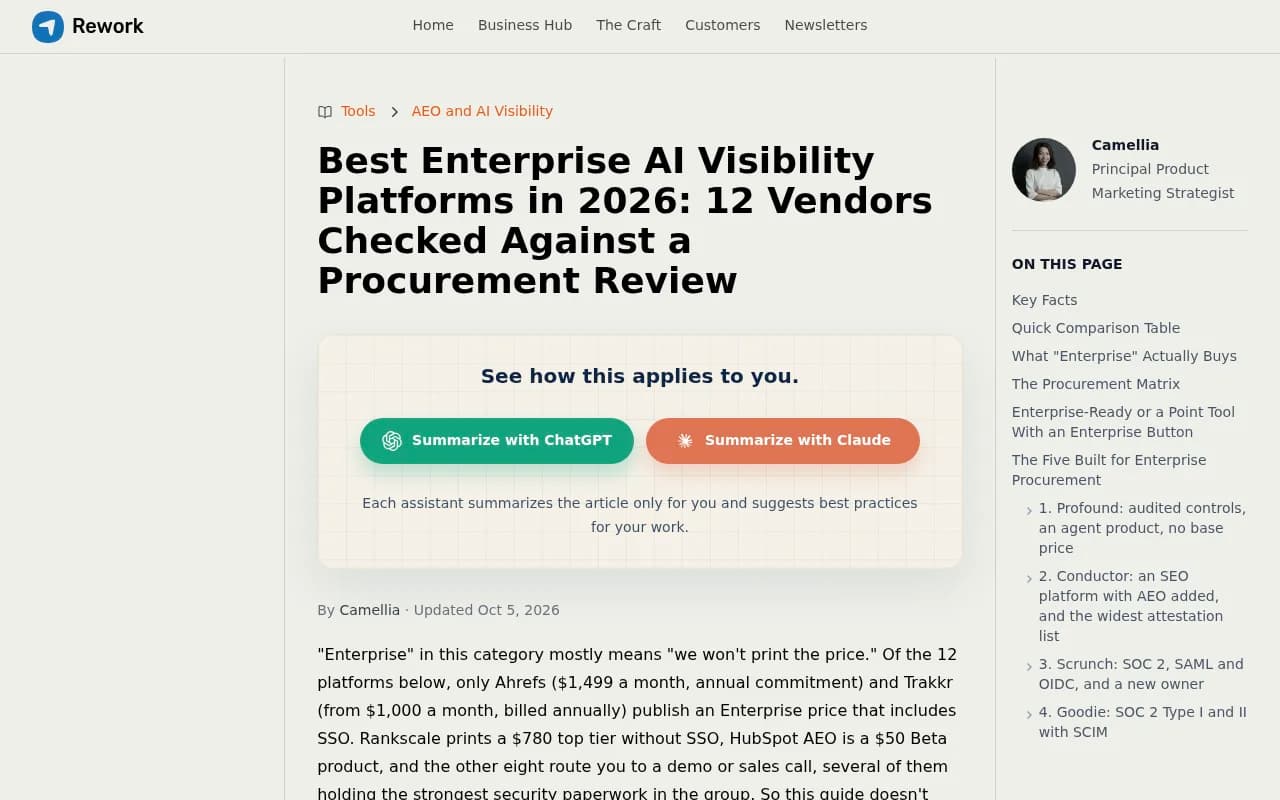 Rework's procurement review of enterprise AI visibility platforms