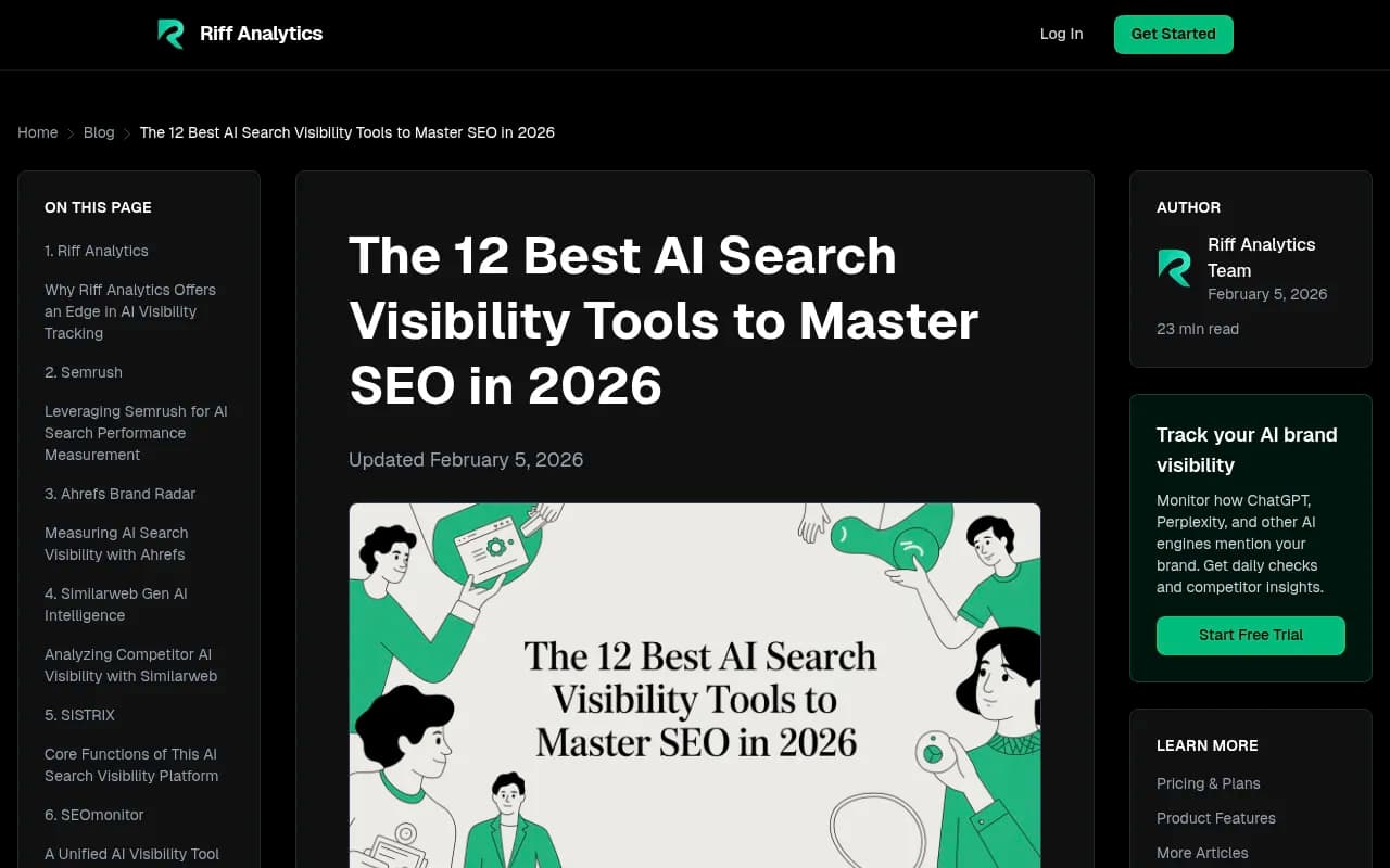 AI visibility tool dashboard showing citation sources and competitor analysis