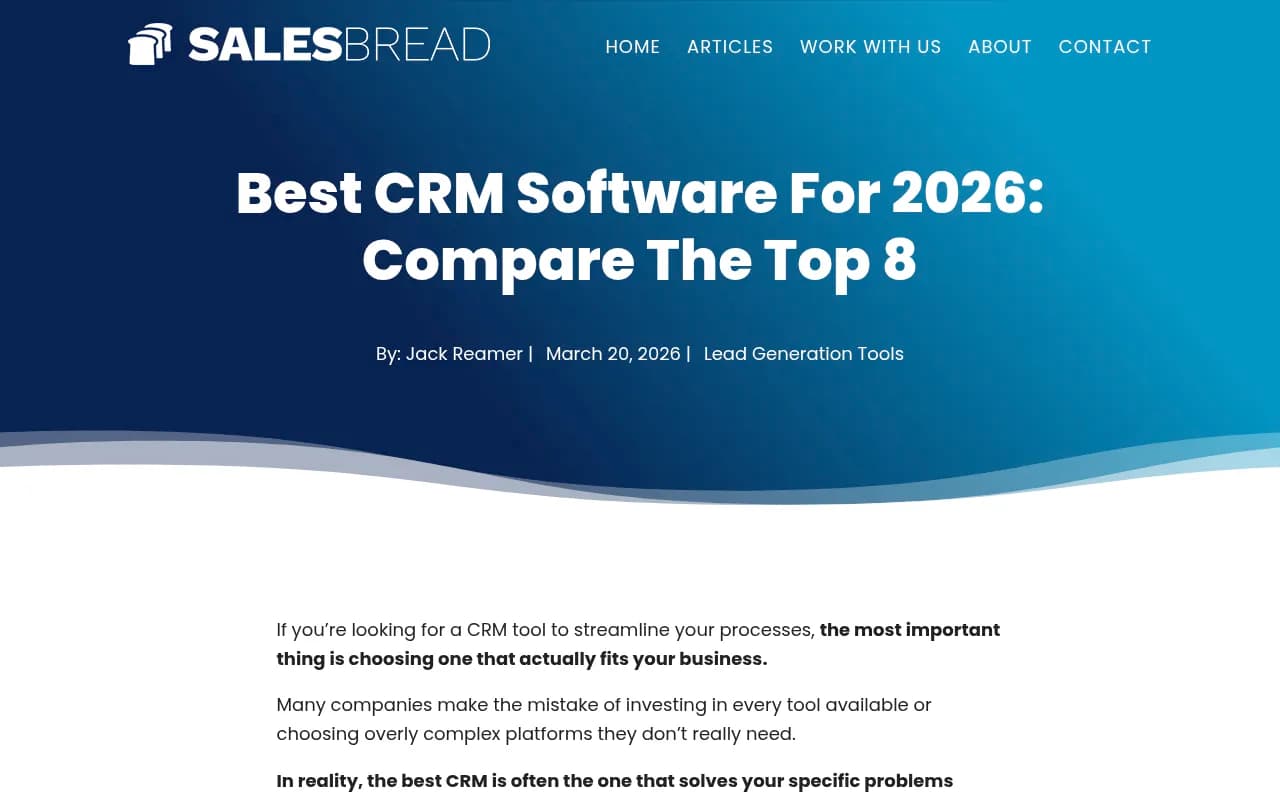 SalesBread's CRM comparison page showing structured use-case segmentation and pricing table