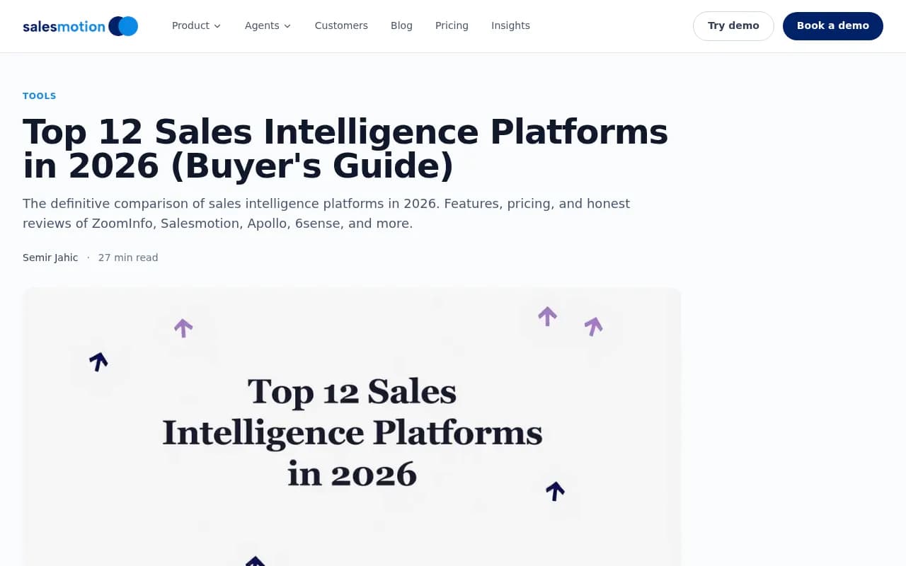 Sales intelligence platform comparison overview from Salesmotion's 2026 buyer's guide