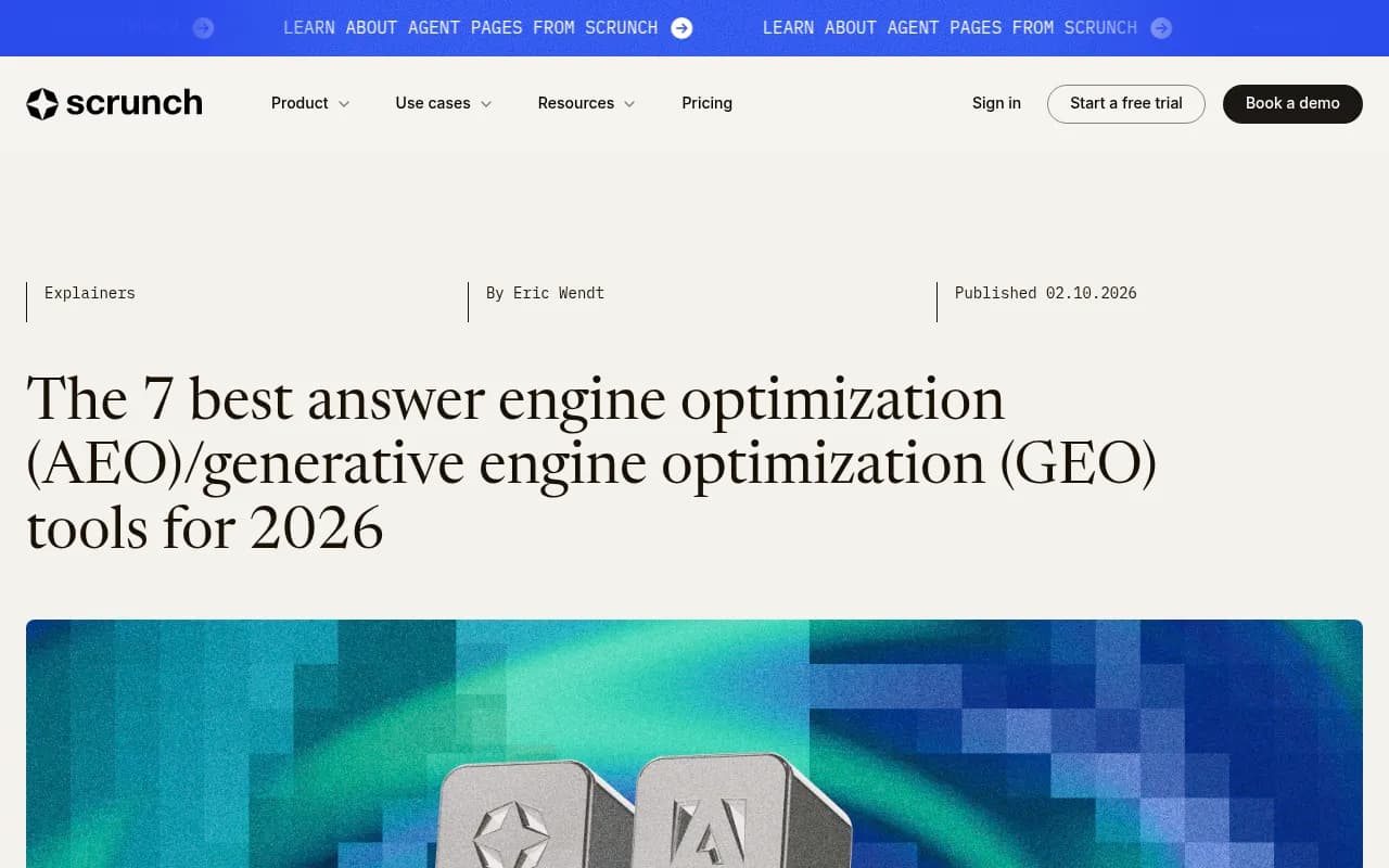 Scrunch's roundup of AEO and GEO tools for 2026