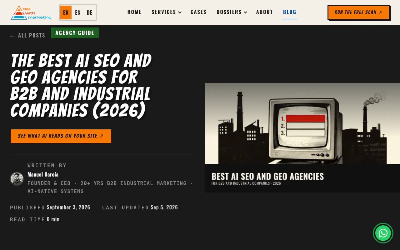 Sell with Marketing's comparison of AI SEO and GEO agencies for B2B and industrial companies