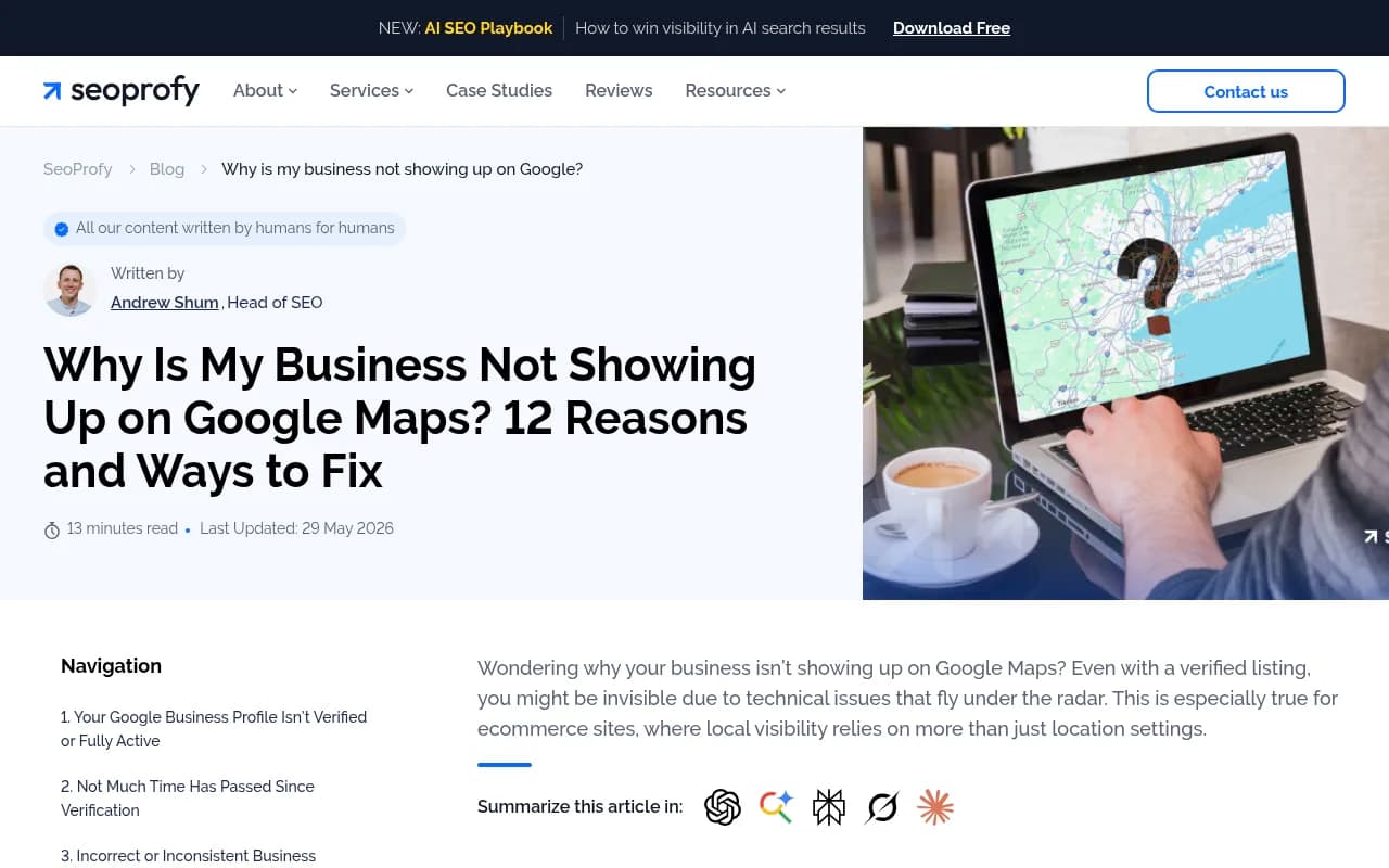 SeoProfy guide to why a business does not show up on Google Maps