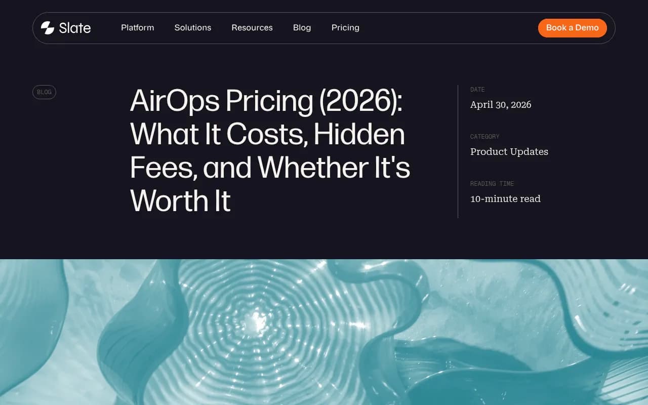 AirOps pricing analysis from Slate HQ showing hidden costs and ROI considerations