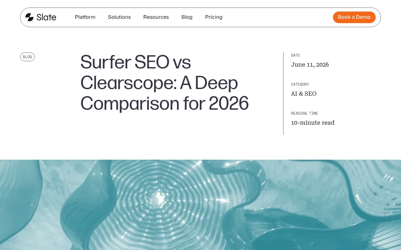 Surfer SEO vs Clearscope comparison guide from Slate