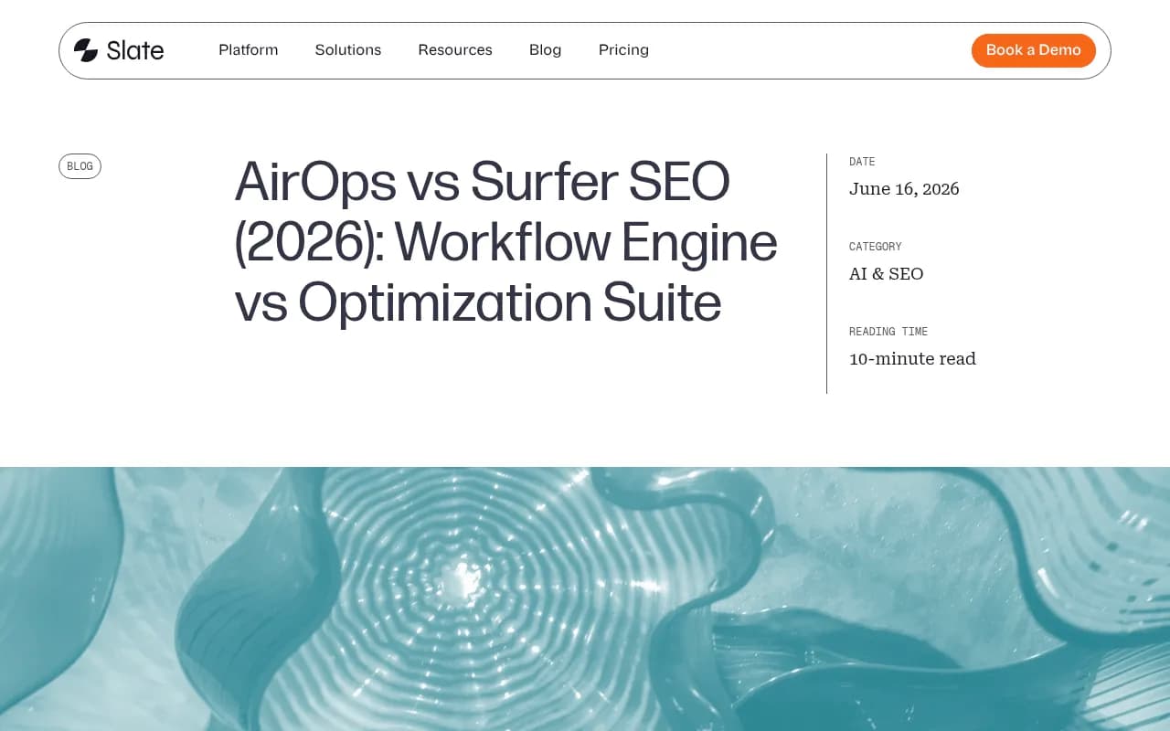 AirOps vs Surfer SEO comparison breakdown showing workflow engine vs optimization suite positioning