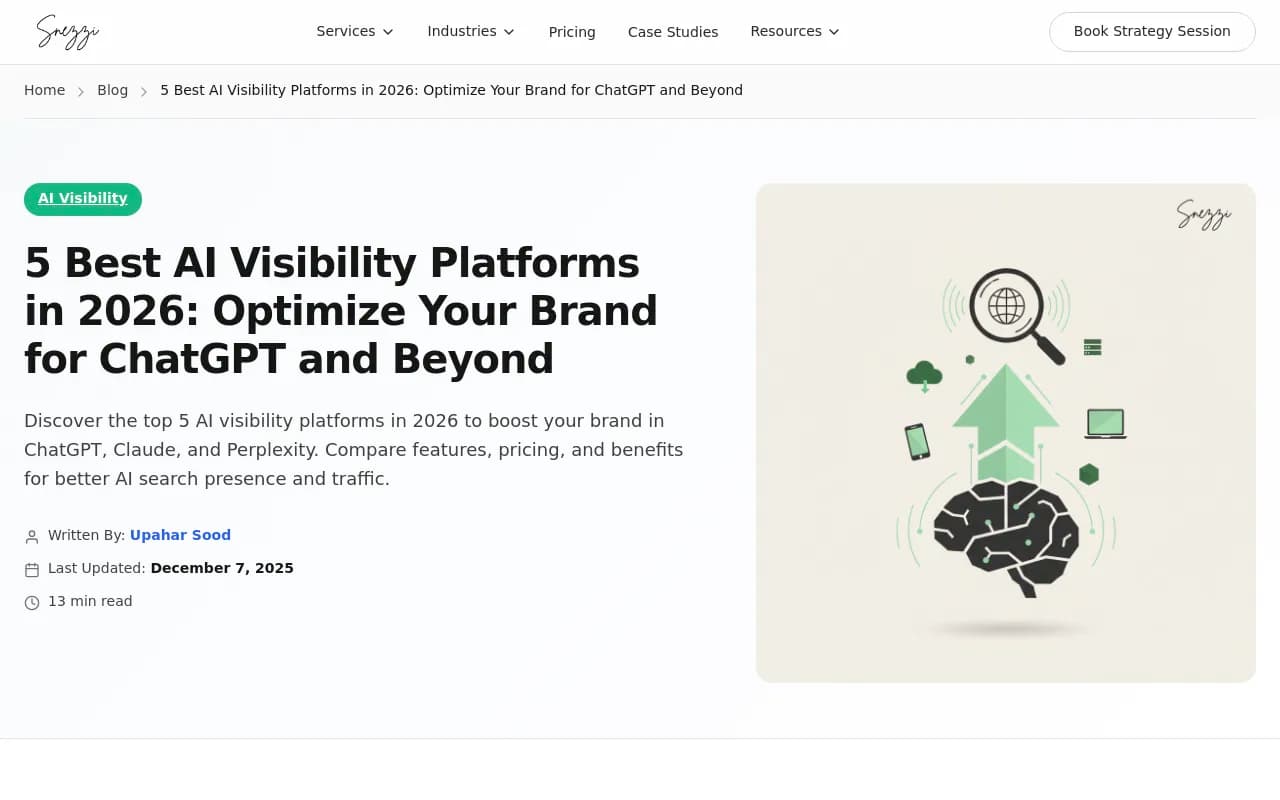 AI search visibility tracking interface showing competitor analysis