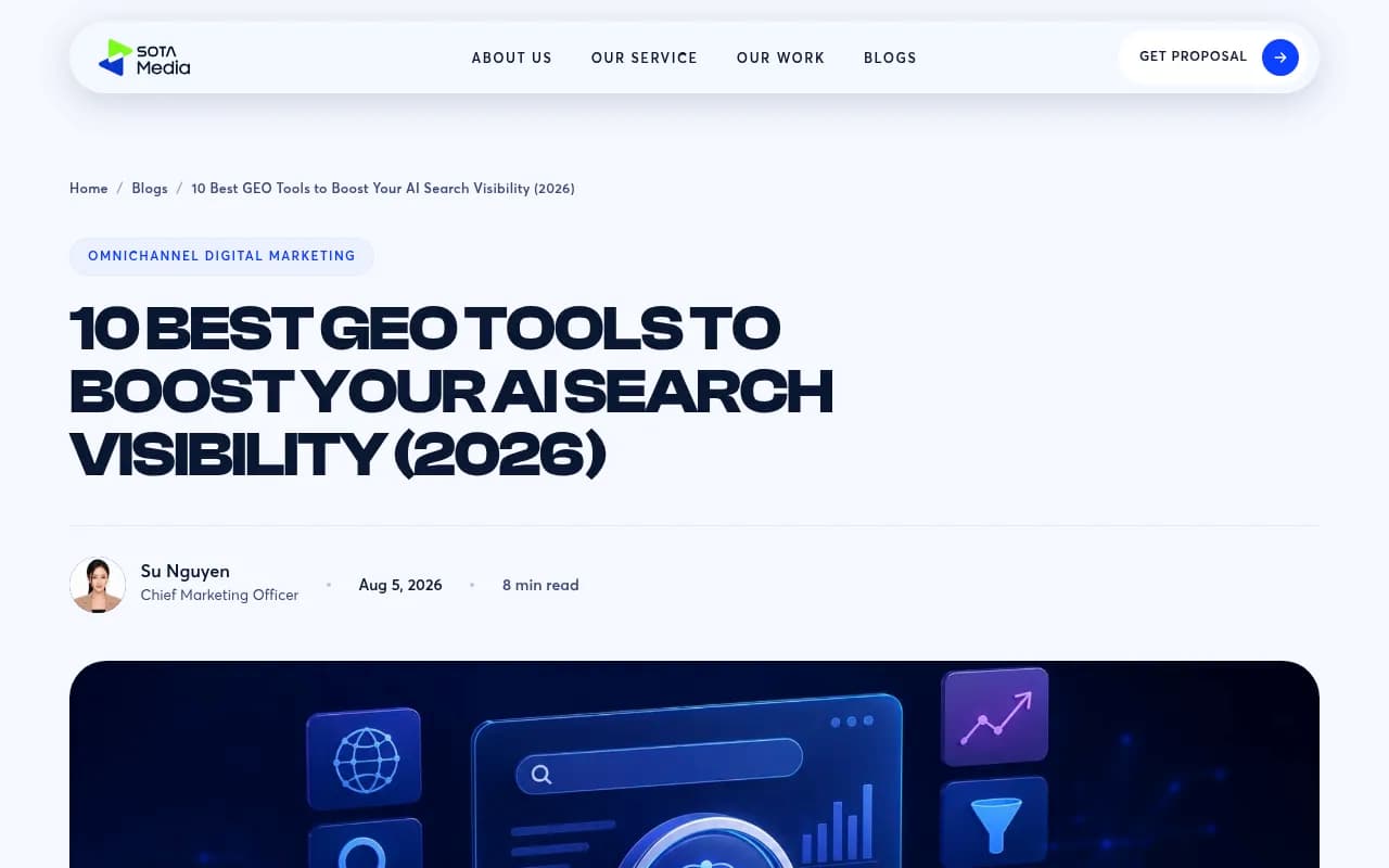 SOTA Media's comparison of 10 GEO tools with pricing and features