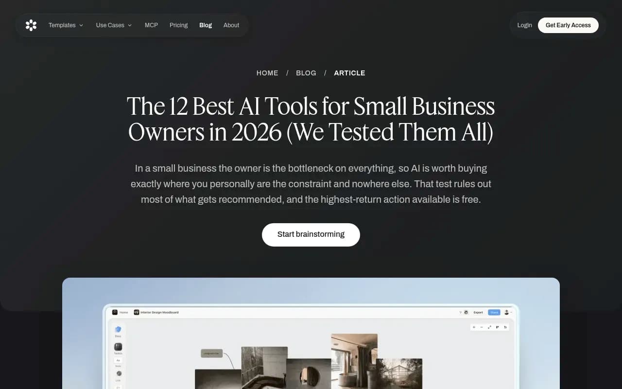 Storyflow's 2026 roundup of AI tools for small business owners, with a quick comparison table