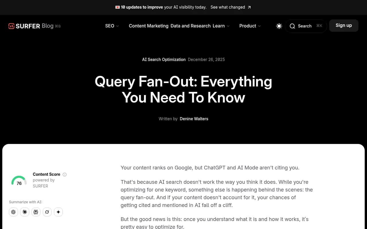Query fan-out visualization showing how AI search breaks down queries
