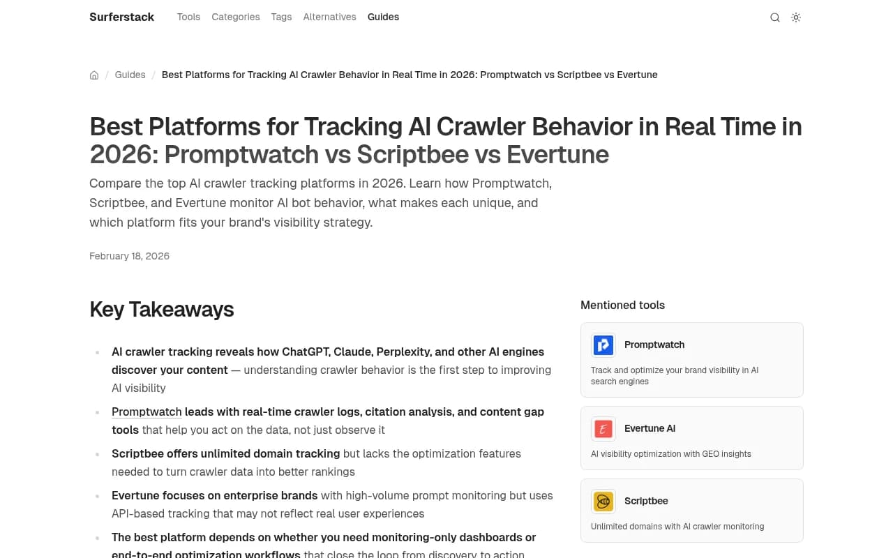 AI crawler monitoring comparison