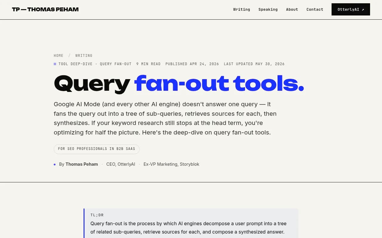 Query fan-out tool deep-dive by Thomas Peham — explaining how AI engines decompose a single query into sub-query trees