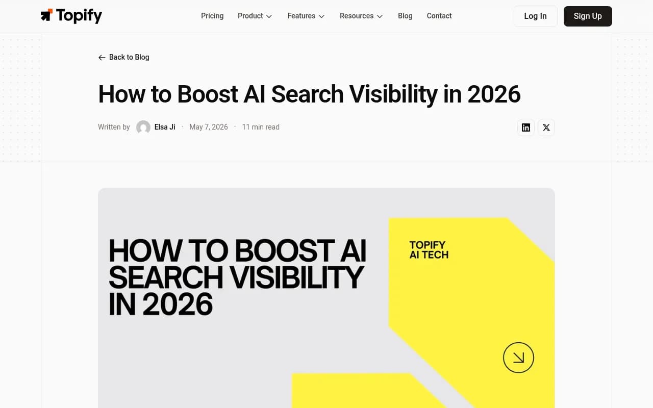 AI Search Visibility Optimization Playbook overview from Topify