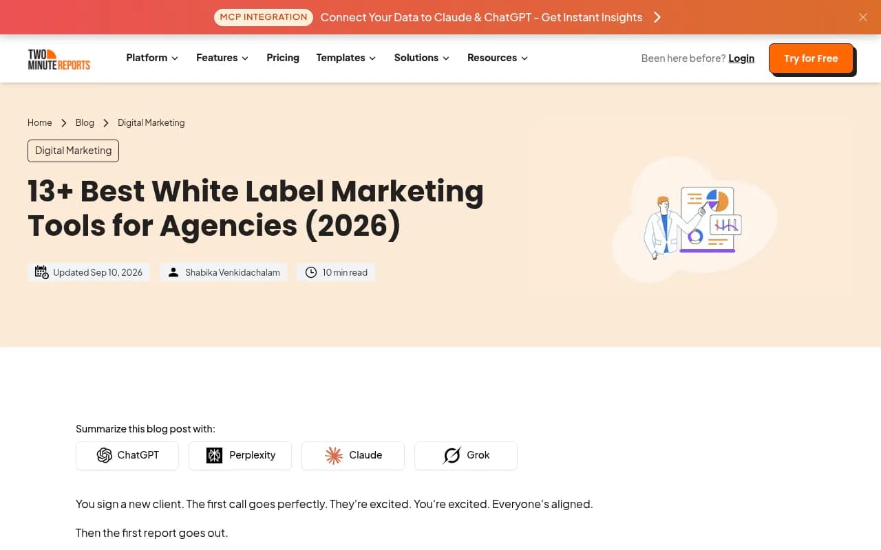Two Minute Reports guide to white-label marketing tools for agencies
