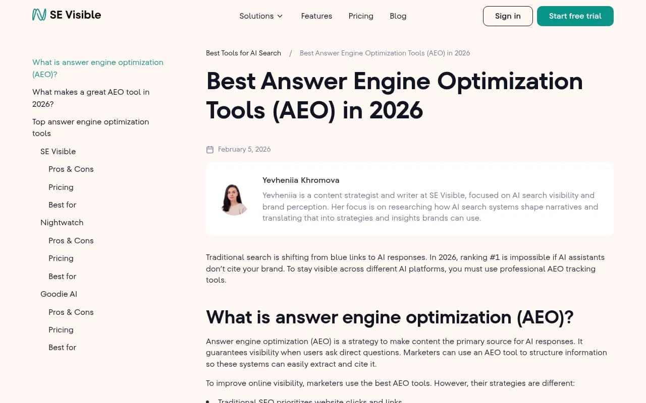 Answer Engine Optimization tools comparison showing tracking capabilities