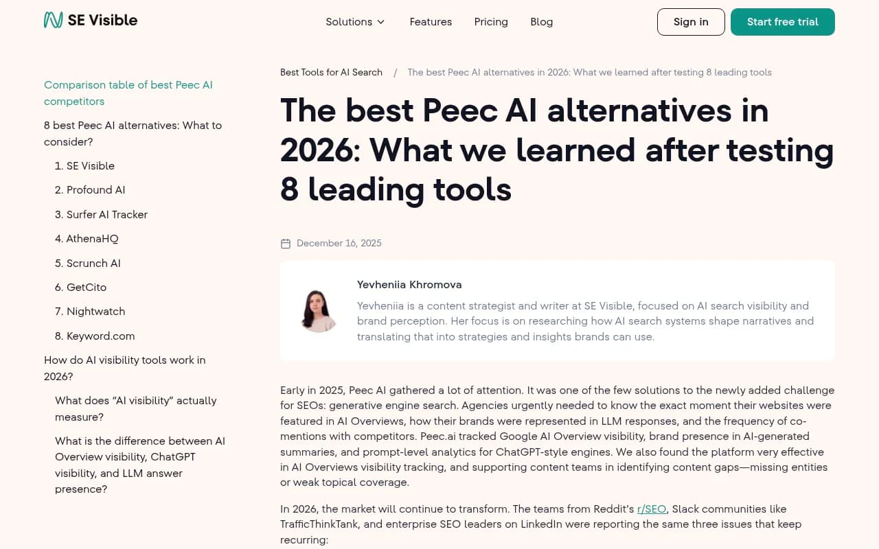 AI visibility tracking features