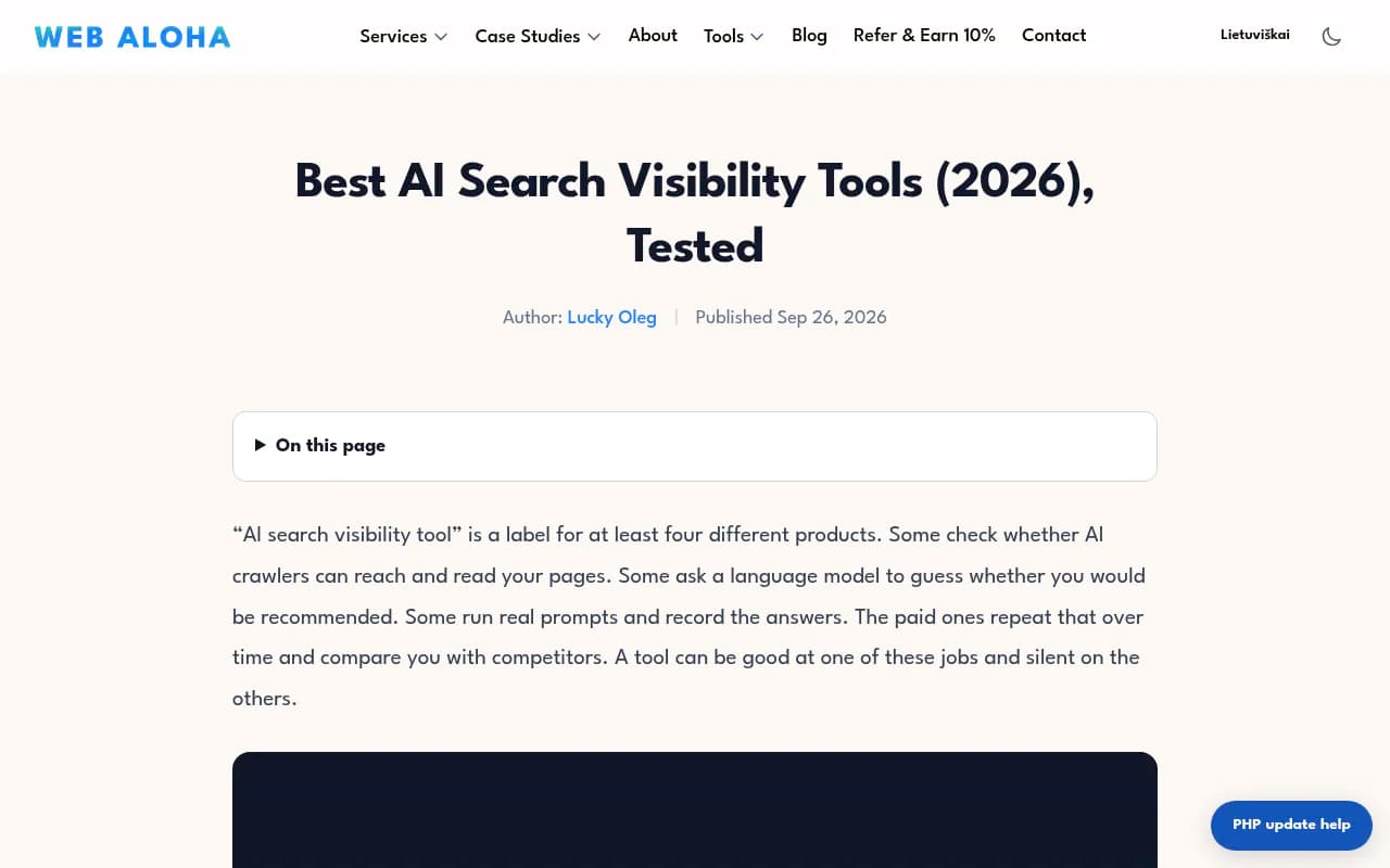 Web Aloha's test of free and paid AI search visibility tools, sorted by what each one actually measures