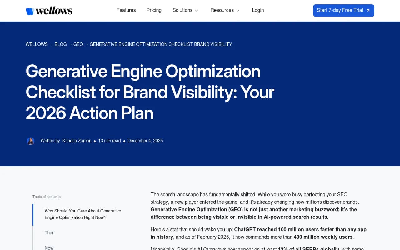 Generative Engine Optimization Checklist