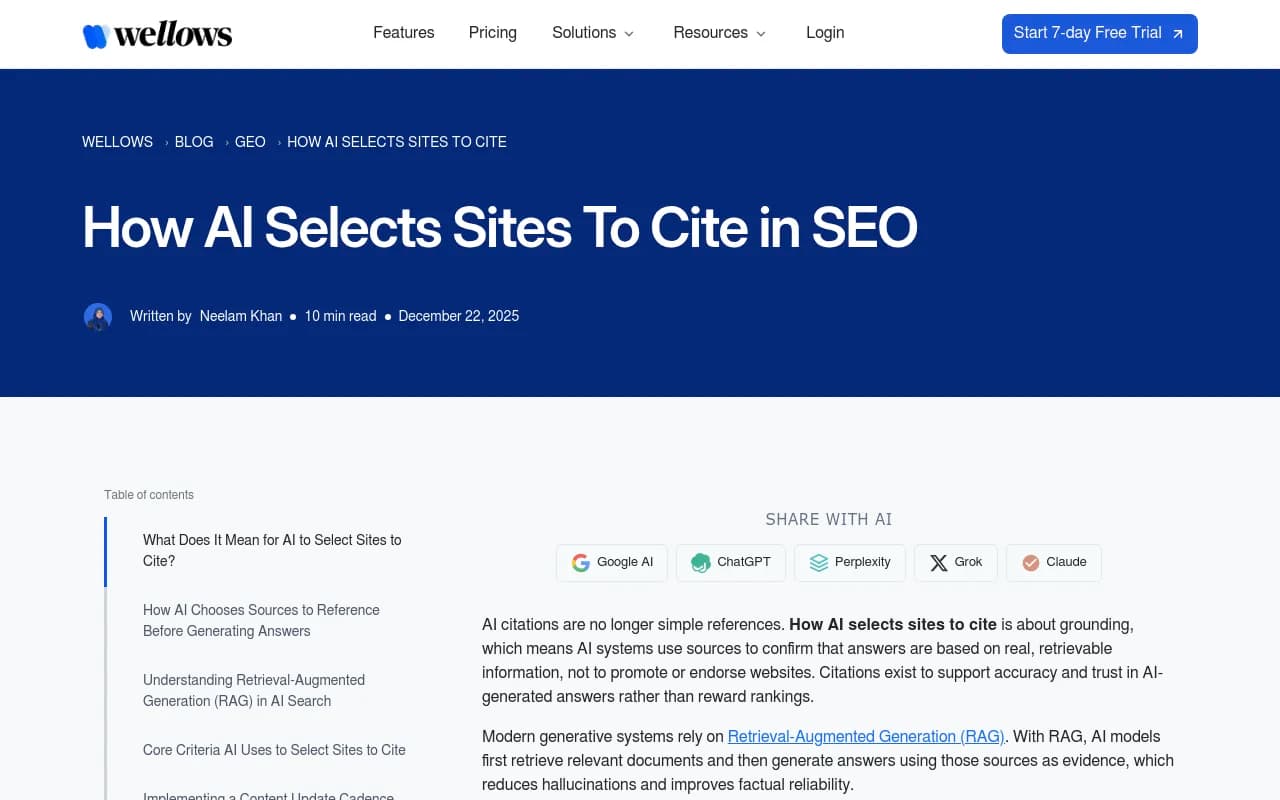 AI search visibility tracking interface