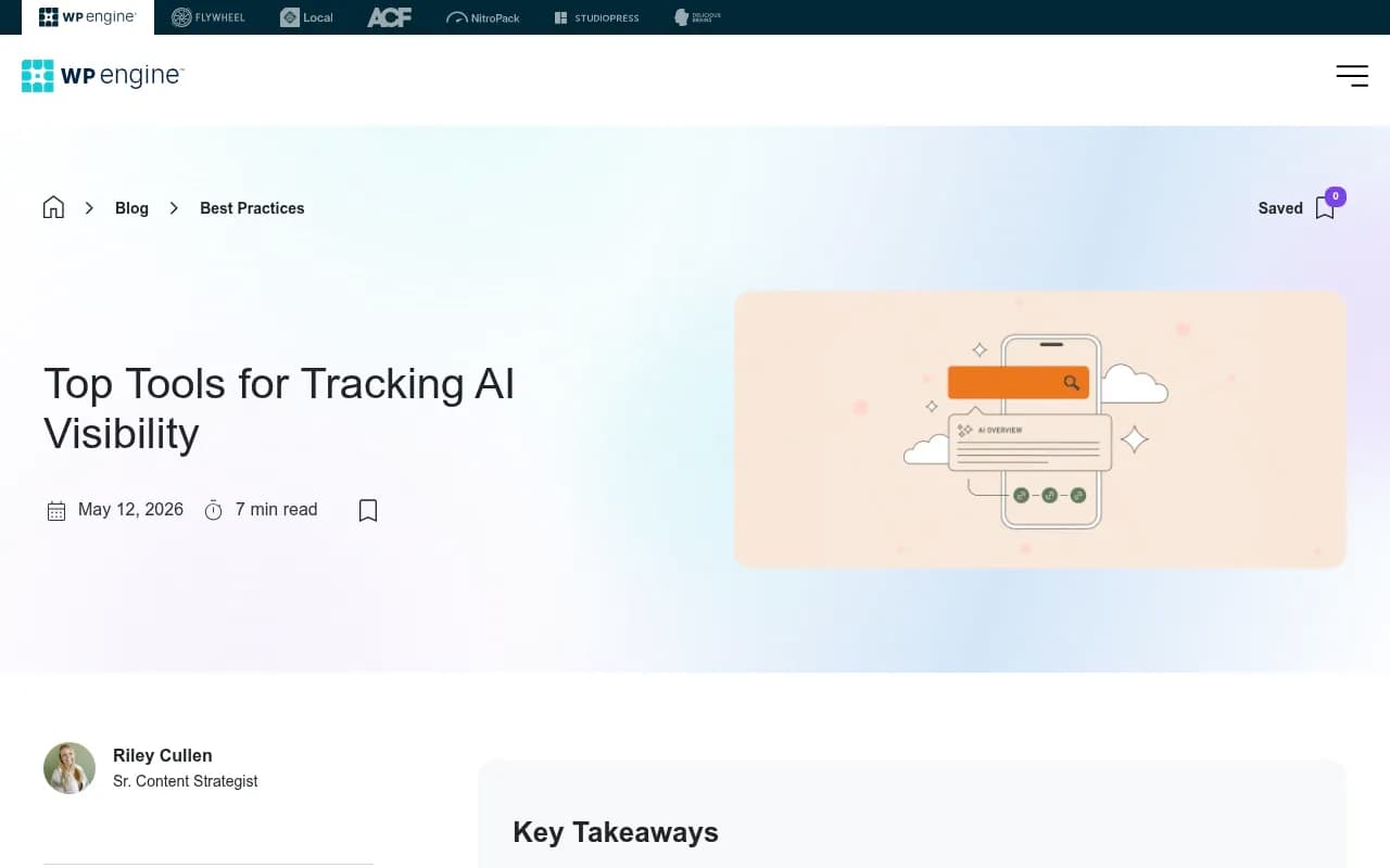 Top tools for tracking AI visibility - WP Engine overview