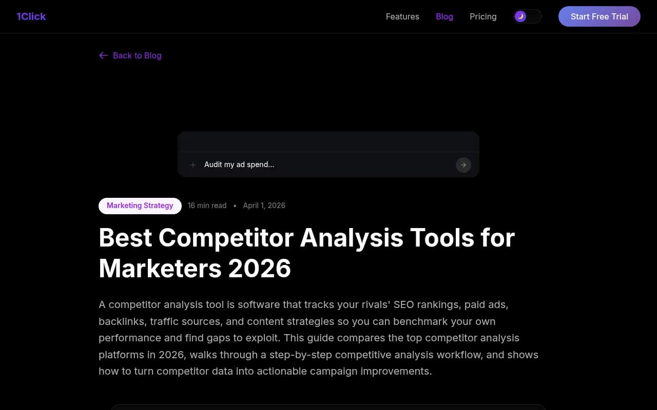 1ClickReport competitor analysis tool accuracy comparison showing SpyFu, Ahrefs, Semrush, and Similarweb estimates vs. actual GSC data