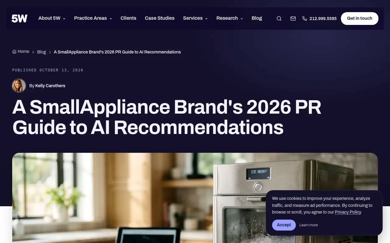 5W PR research guide on how appliance brands can influence AI recommendations in 2026