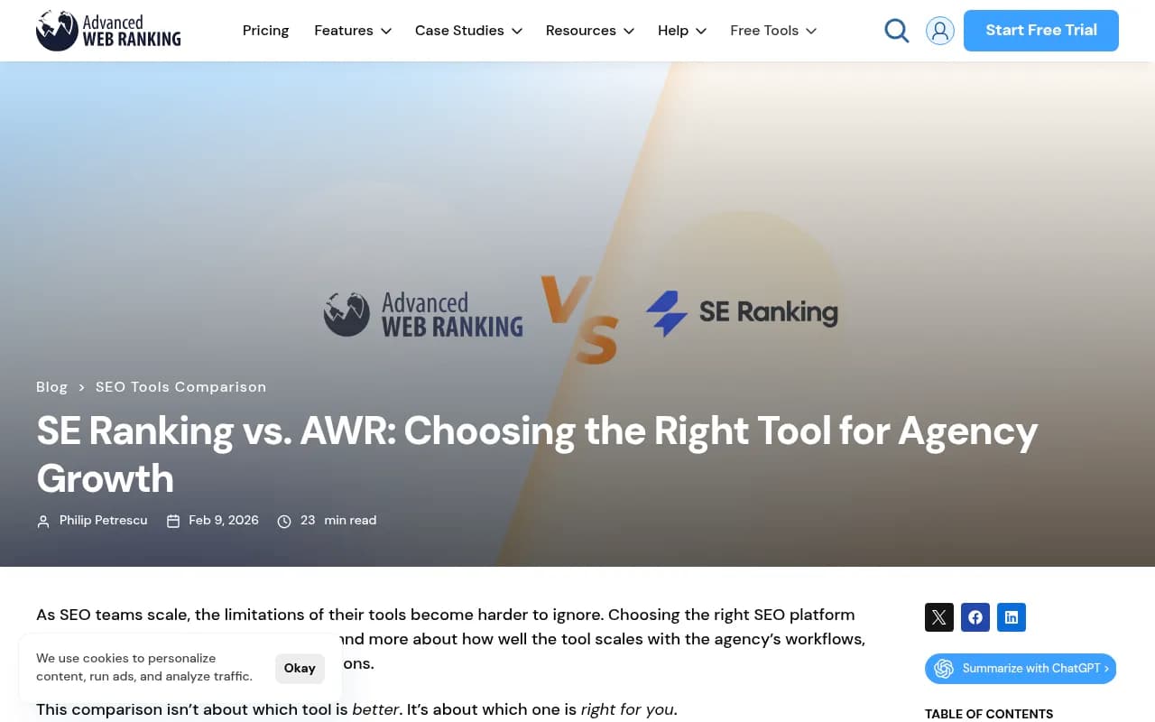SE Ranking vs Advanced Web Ranking comparison overview
