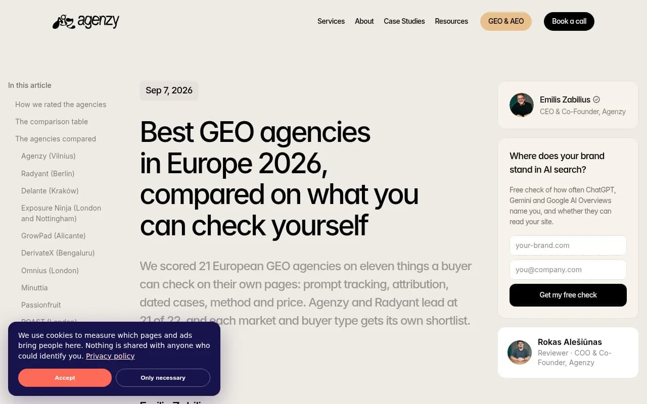 Agenzy comparison of European GEO agencies