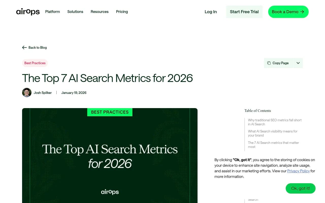 AirOps blog on AI search metrics for 2026
